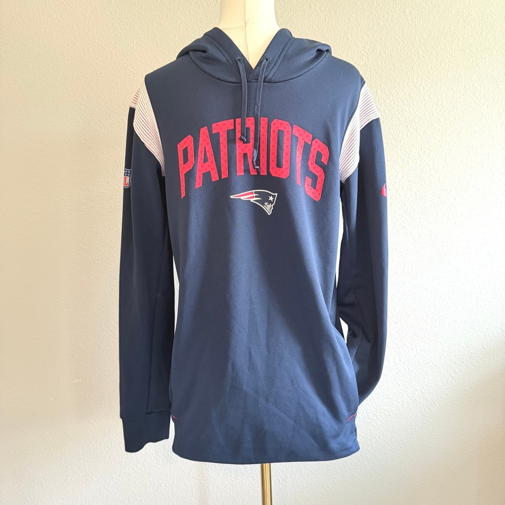 Nike NFL New England Patriots Therma-FIT Hoodie Mens Small Navy Blue Sporty